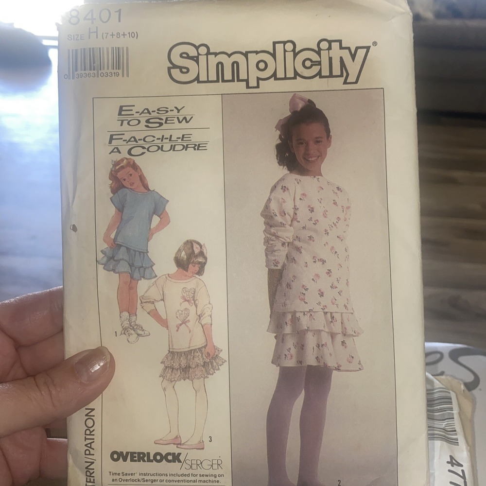 Vintage 1987 Simplicity Sewing Pattern 8401 Girls Knit Dress Tunic Size 7-10